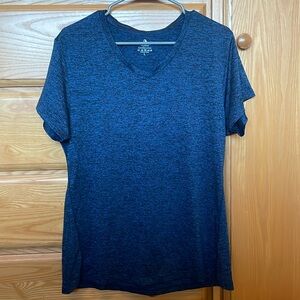 Dark/Navy Blue Athletic Moisture-Wicking Large Heather V Neck Shirt by Icy Zone